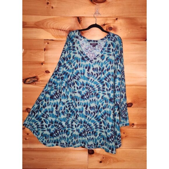 Roaman's Women's Plus Size 6X Thermal Waffle Top Shirt Henley Tunic - Picture 1 of 8